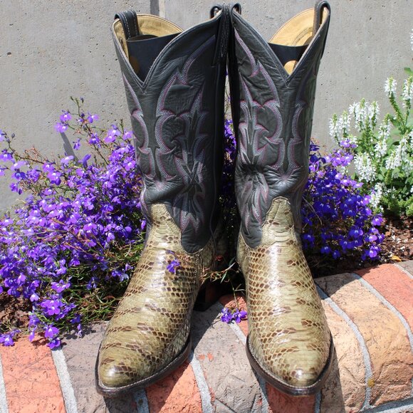 Tony Lama Tiger Snake Cowboy Boots | Size 10.5 D | Black Label - Picture 6 of 11